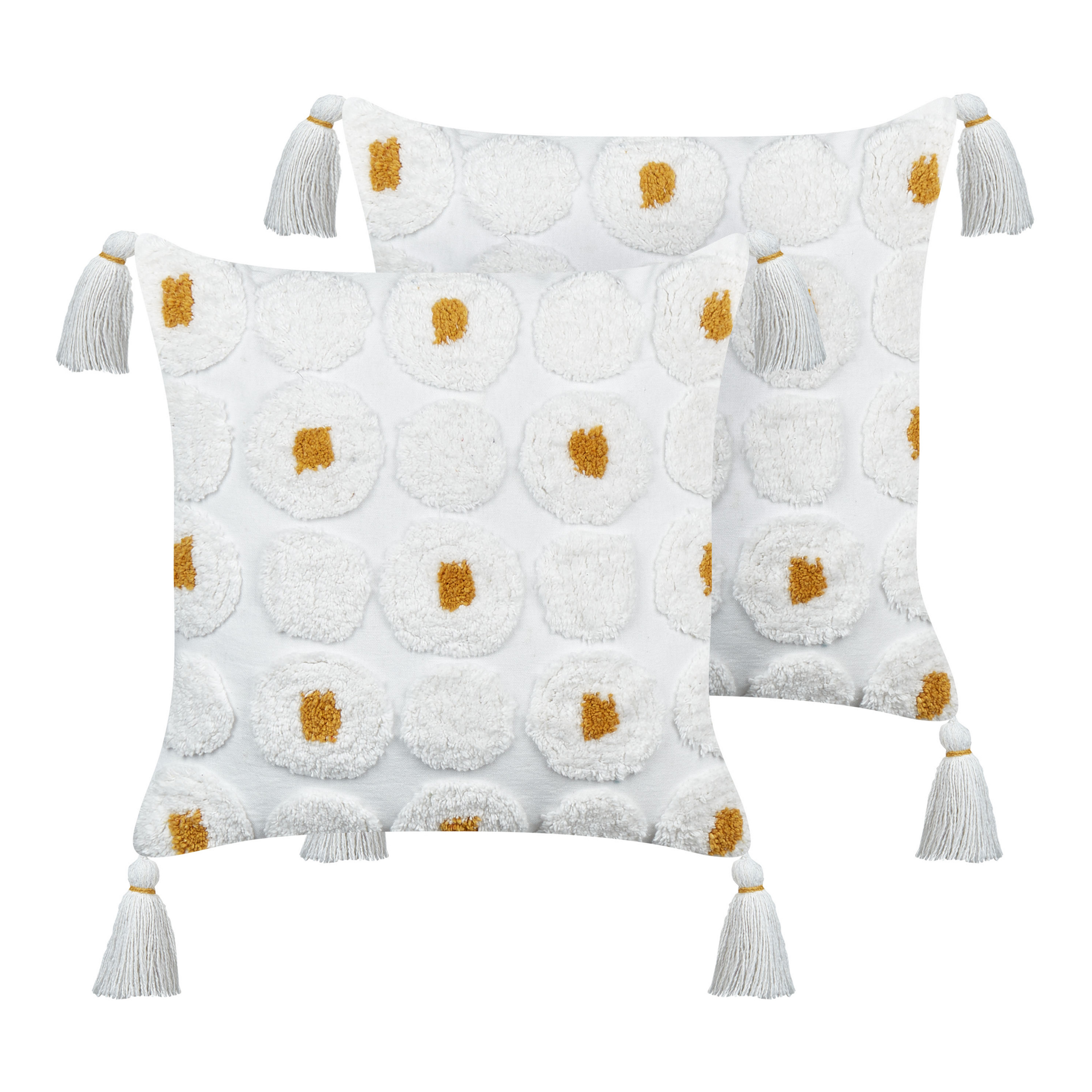 Set med 2 prydnadskuddar AZALIA 45 x 45 cm Bomull Vit Blommigt tryck