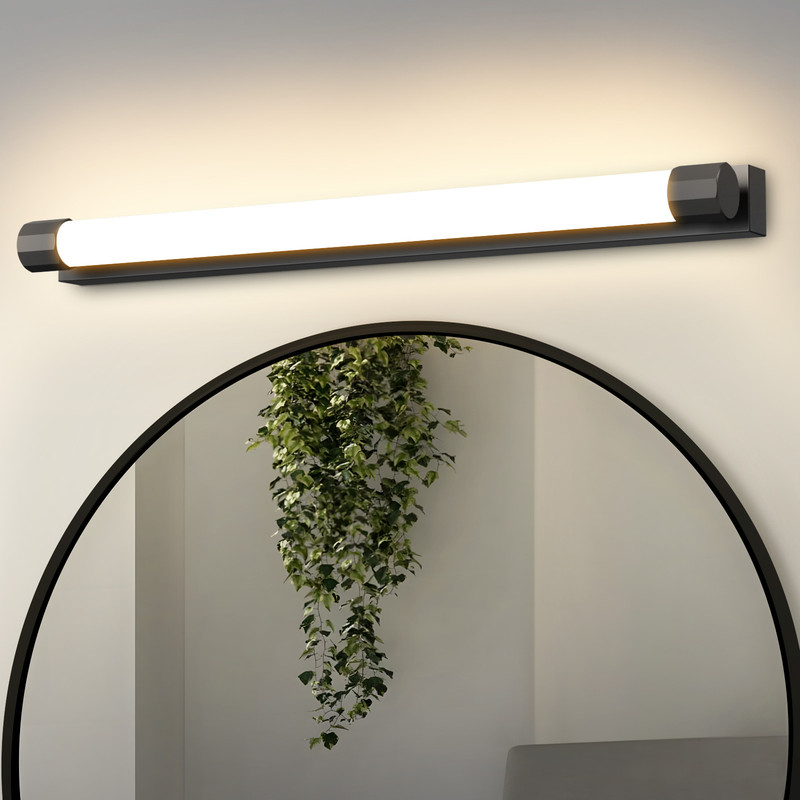 NETTLIFE LED 50 cm spegellampa: 10 W, svart, IP44, 3000K varmvit, för hall eller vardagsrum