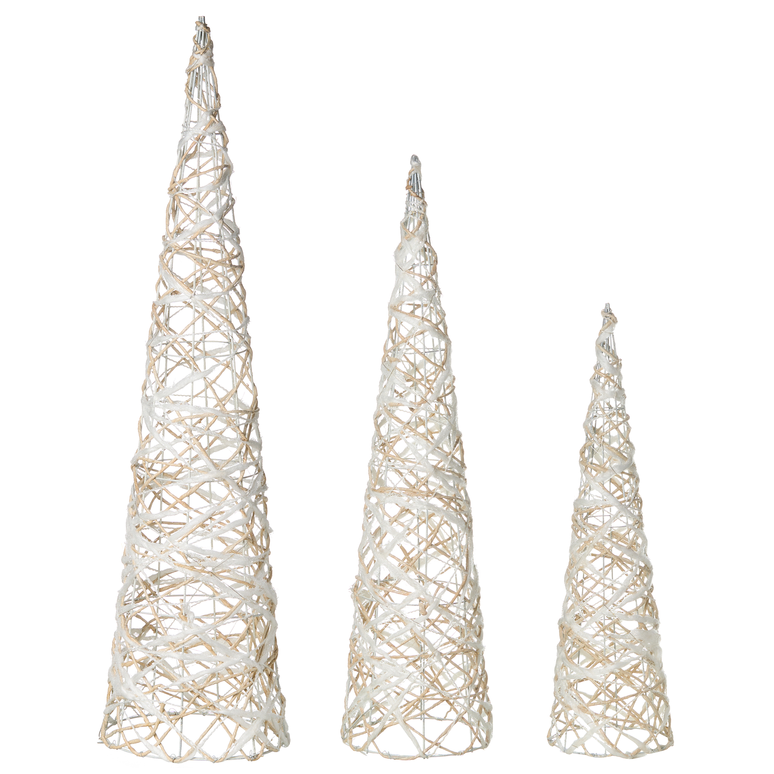 Set med 3 juldekorationer TUELSO 60/80/100 cm Julgran Vit/ Guld