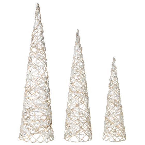Set med 3 juldekorationer TUELSO 60/80/100 cm Julgran Vit/ Guld