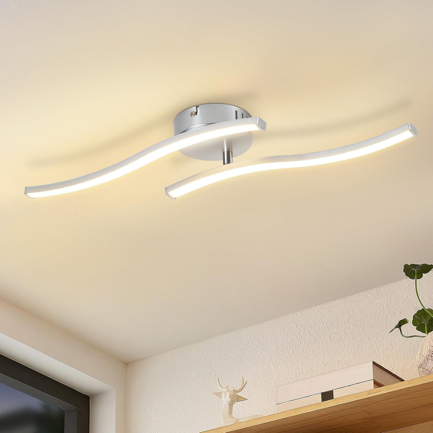 NETTLIFE LED-taklampa 12W modern vågformad 3000K varmvitt ljus vardagsrum sovrum kök hall