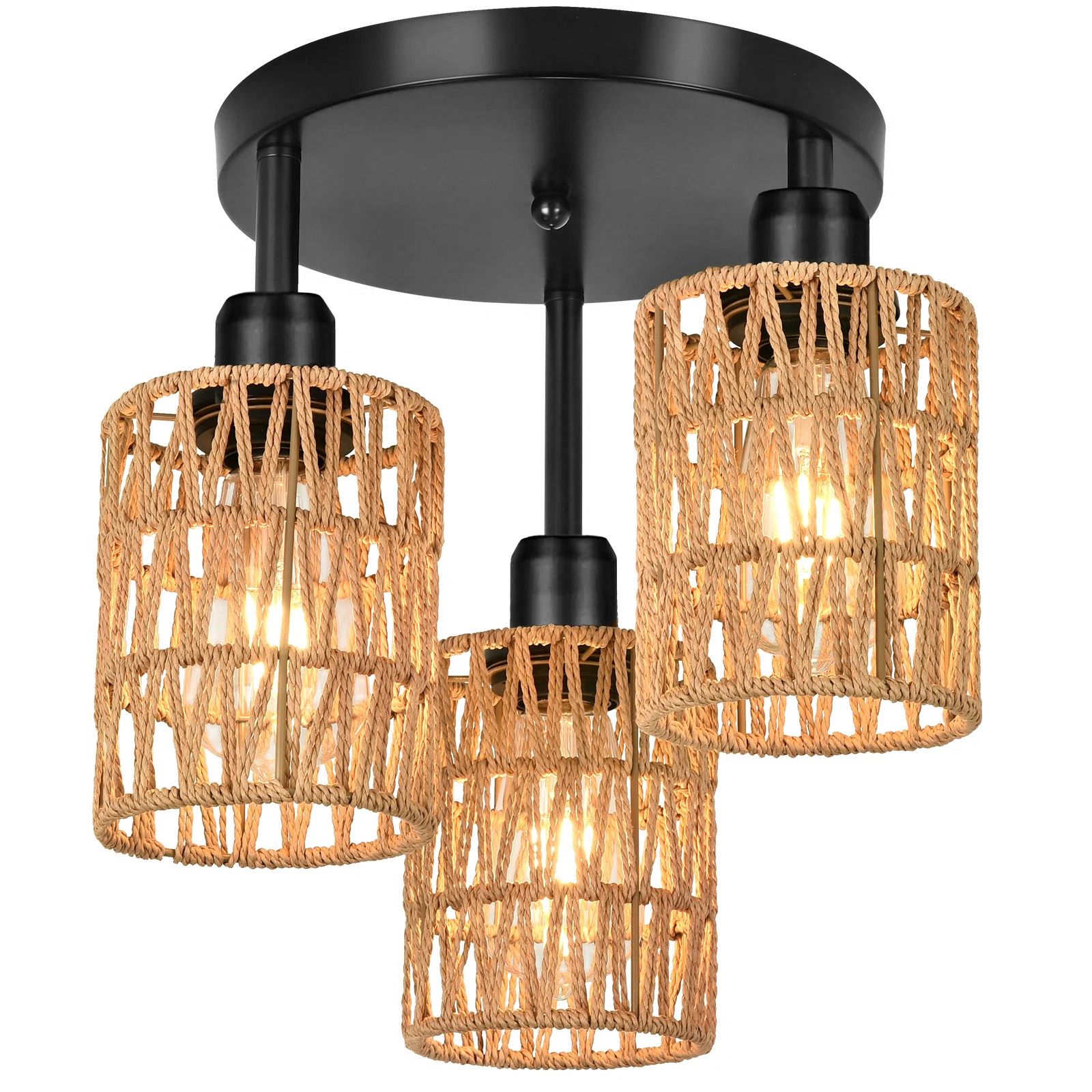 TOOLIGHT taklampa APP1624-3C BOHO Beige/Svart 30x30x32cm