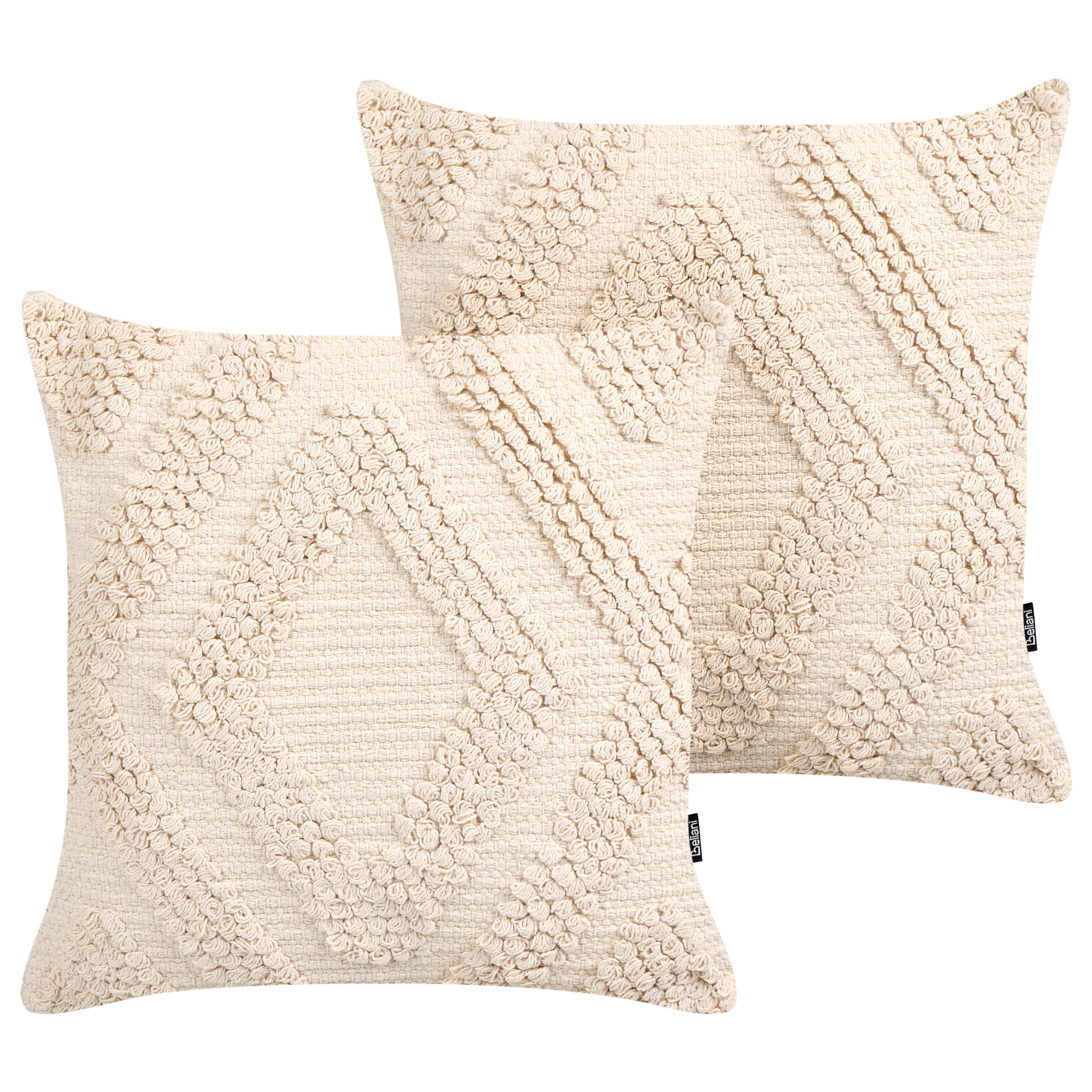 Set med 2 prydnadskuddar CATALPA 45 x 45 cm Bomull Vit Geometriskt tryck