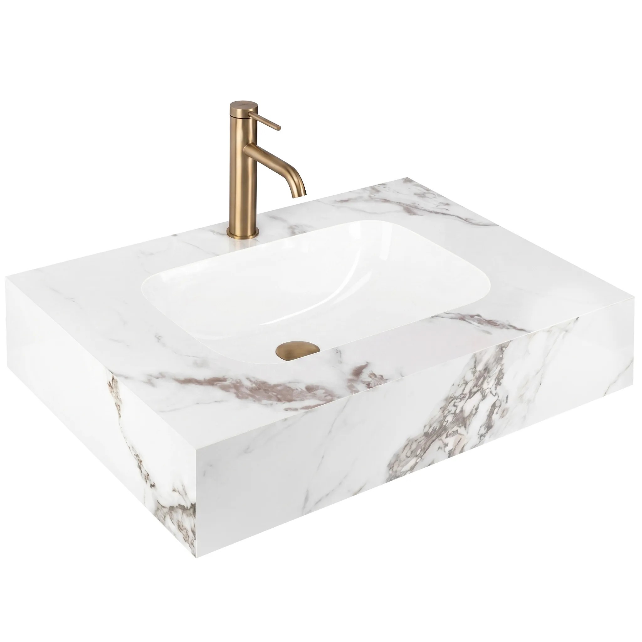 REA Vägghängt Tvättställ ARESA COLD JADE 70 Vit, 70x50x16,5cm
