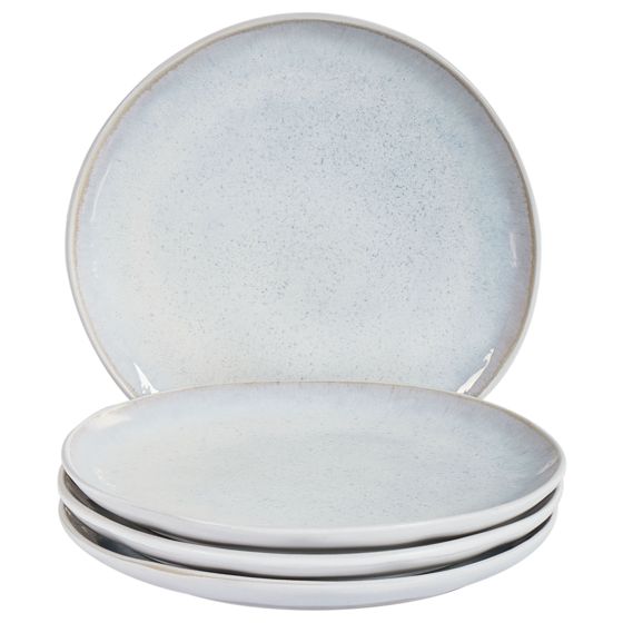 Set med 4 assietter SESAME Stengods Ljusgrå 21 cm