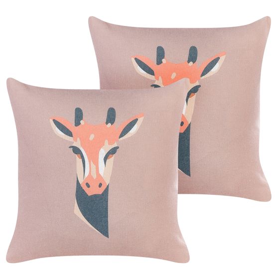 Set med 2 prydnadskuddar CANDELABRA 45 x 45 cm Rosa Djurtryck