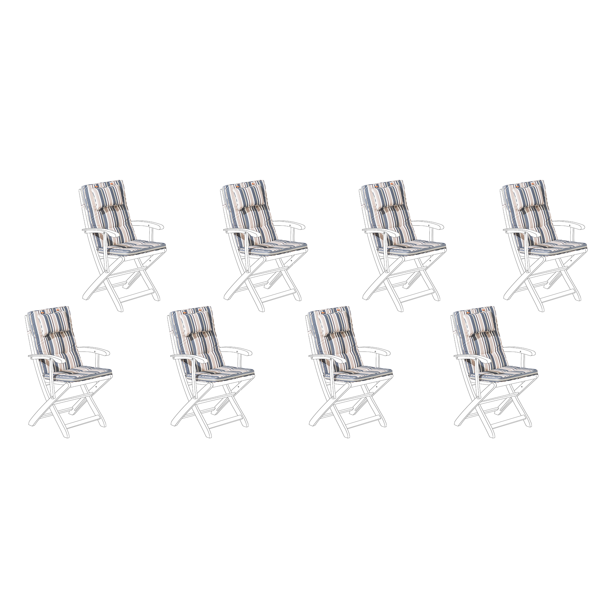 Set med 8 rygg-/sittdynor MAUI 40 x 54 cm Flerfärgad