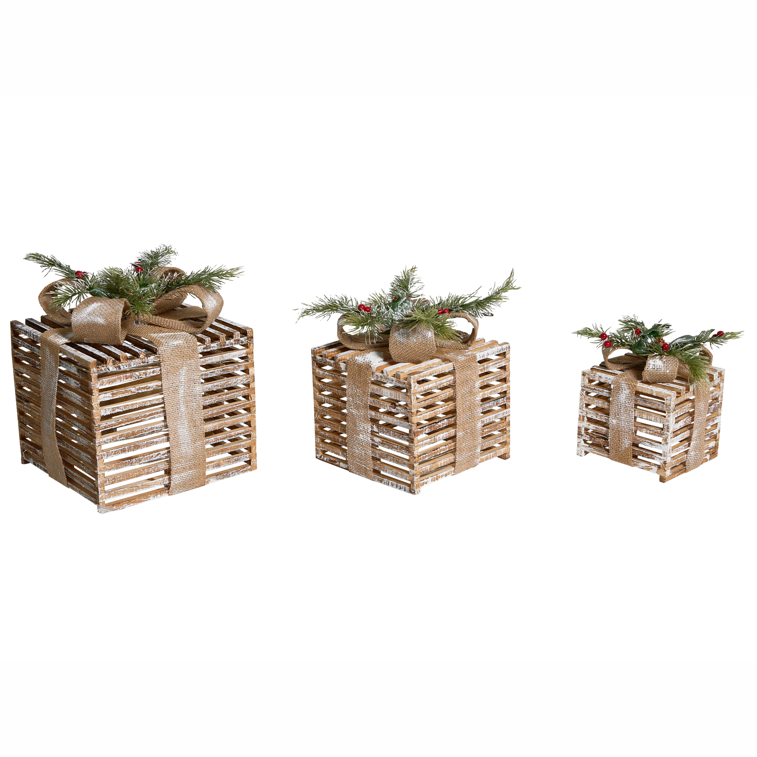Set med 3 juldekorationer LED ROINE 15/20/25 cm Julklappar Brun