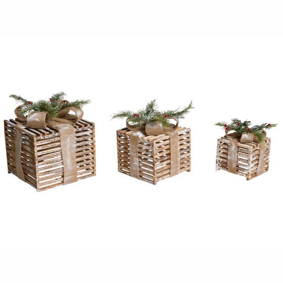Set med 3 juldekorationer LED ROINE 15/20/25 cm Julklappar Brun