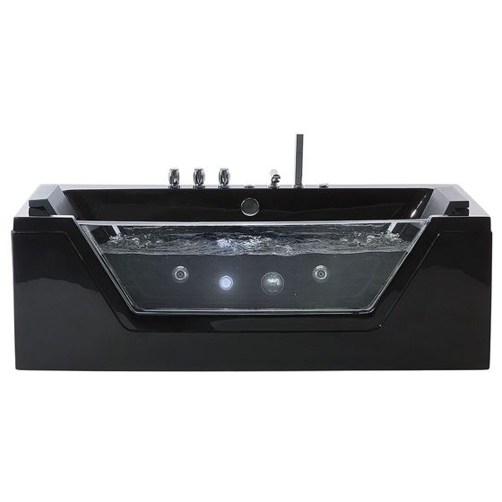Hörnbubbelbadkar med LED SAMANA 1620 x 760 mm Svart