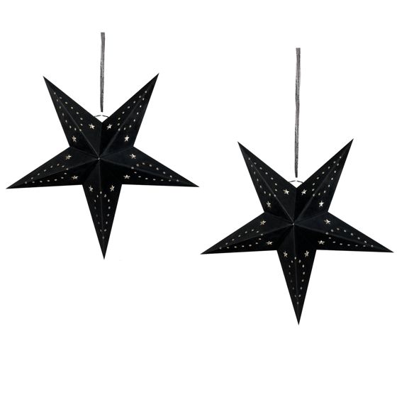 Set med 2 hängande dekorationer LED MOTTI 45 cm Stjärna Svart