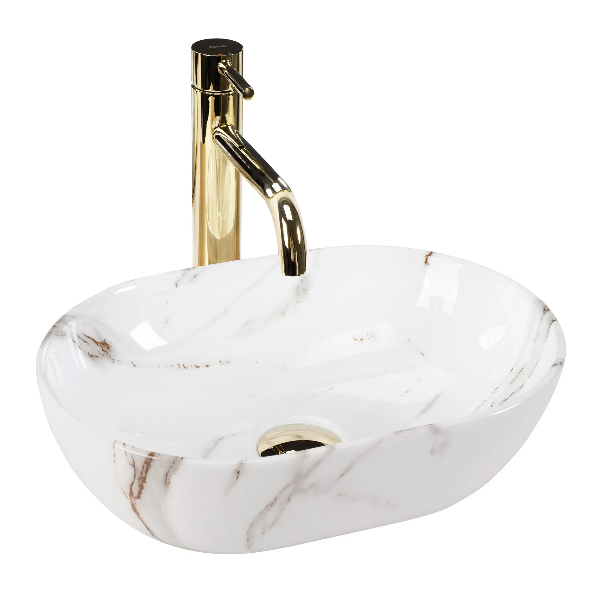 REA Bänkskål AMELIA MINI SHINY AIAX Vit, 38x26x12cm