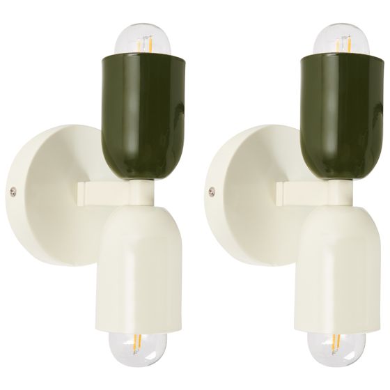 Set med 2 vägglampor TOPI Metall Off-White