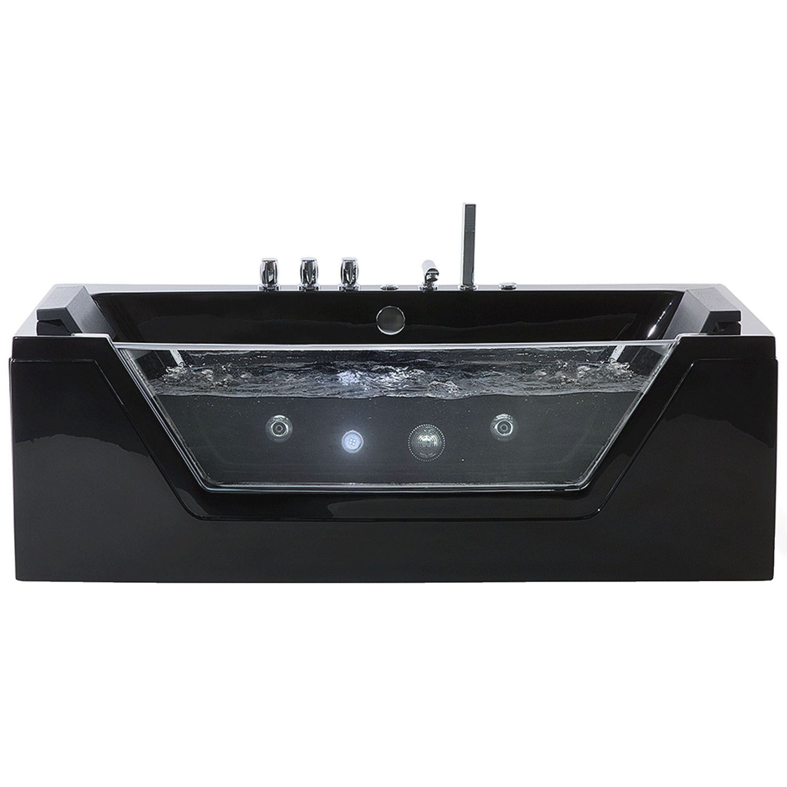 Hörnbubbelbadkar med LED SAMANA 1740 x 790 mm Svart