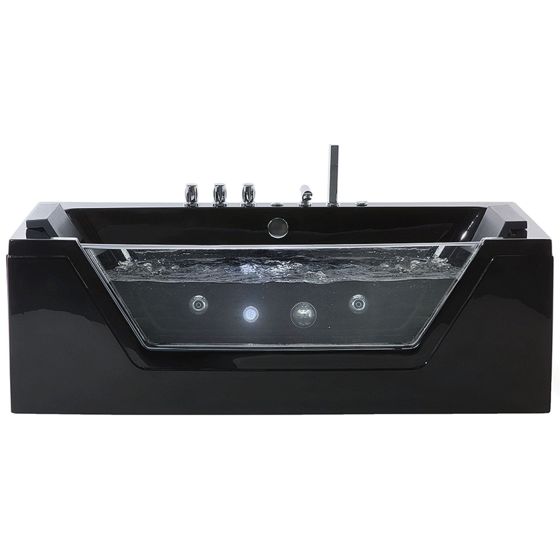 Hörnbubbelbadkar med LED SAMANA 1740 x 790 mm Svart