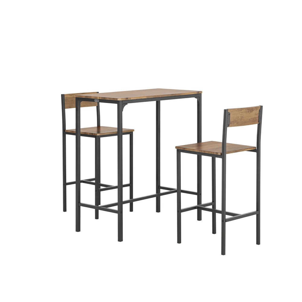 SoBuy Barbord och 2 barstolar med hyllor Matgrupp köksö med sittplats Testad för 150 kg (OGT03-XL)