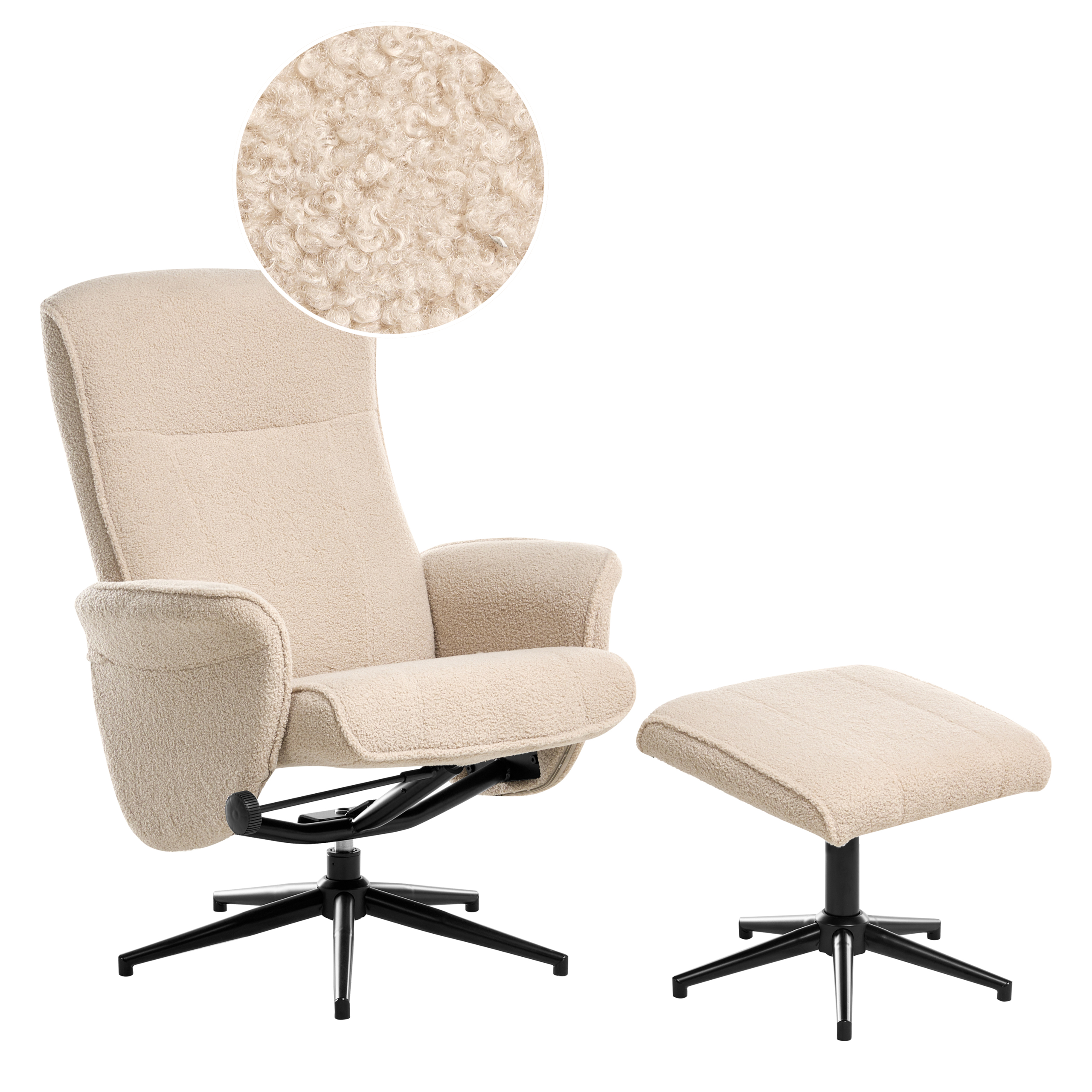 Reclinerfåtölj JAPET Bouclé Beige