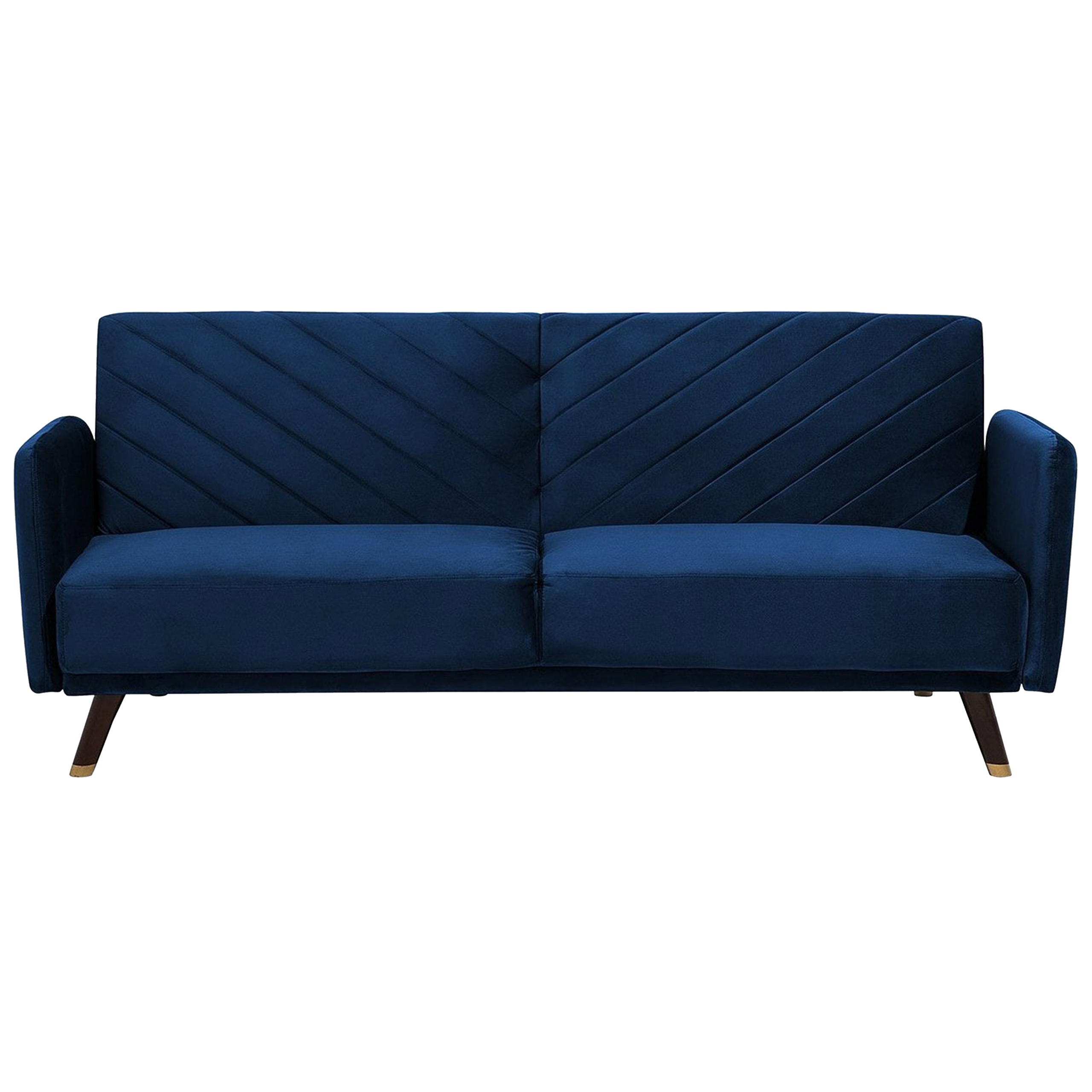 Bäddsoffa 3-sits SENJA Sammet Marinblå
