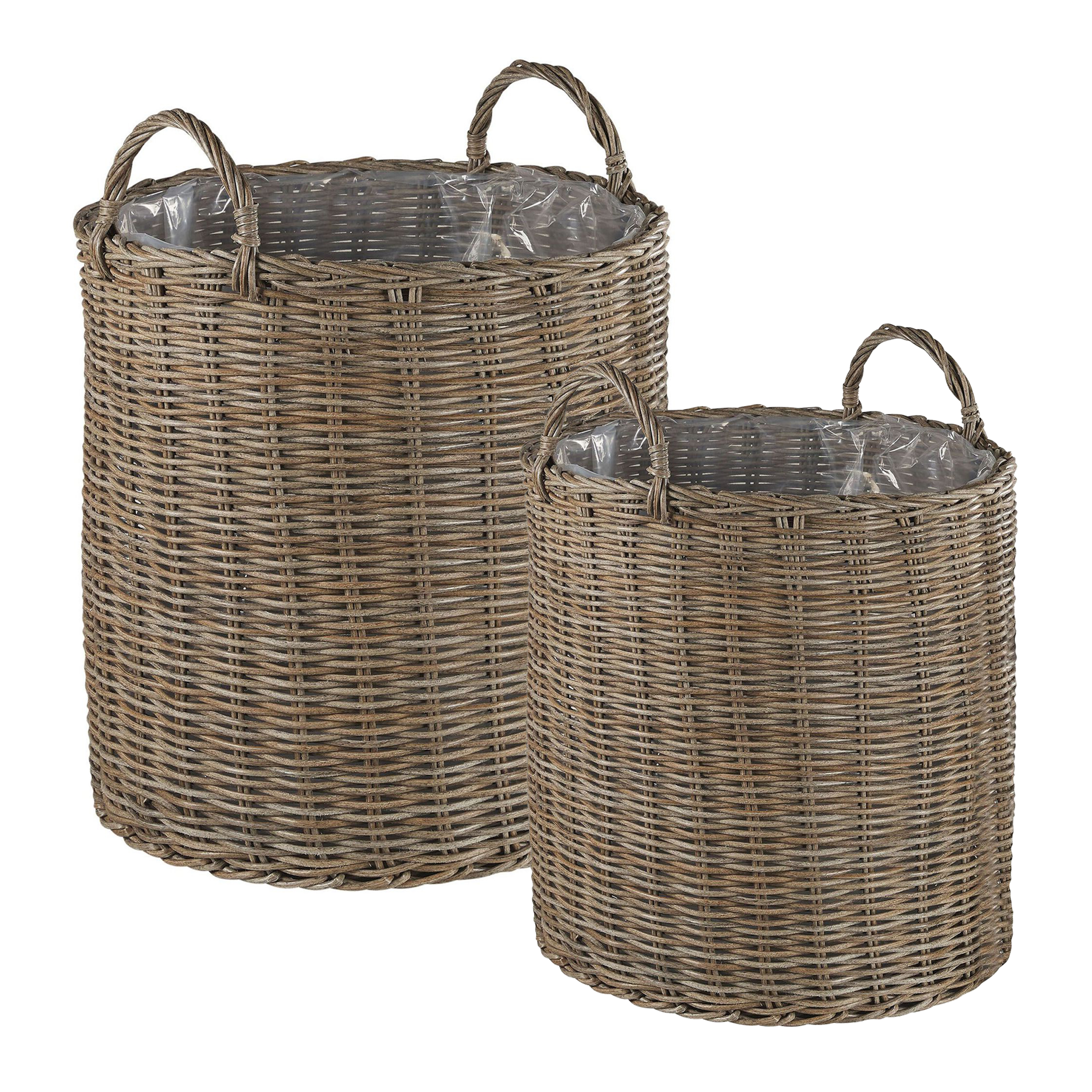 Set med 2 växtkorgar i rotting BITOLA 40/48 cm Konstrotting Brun