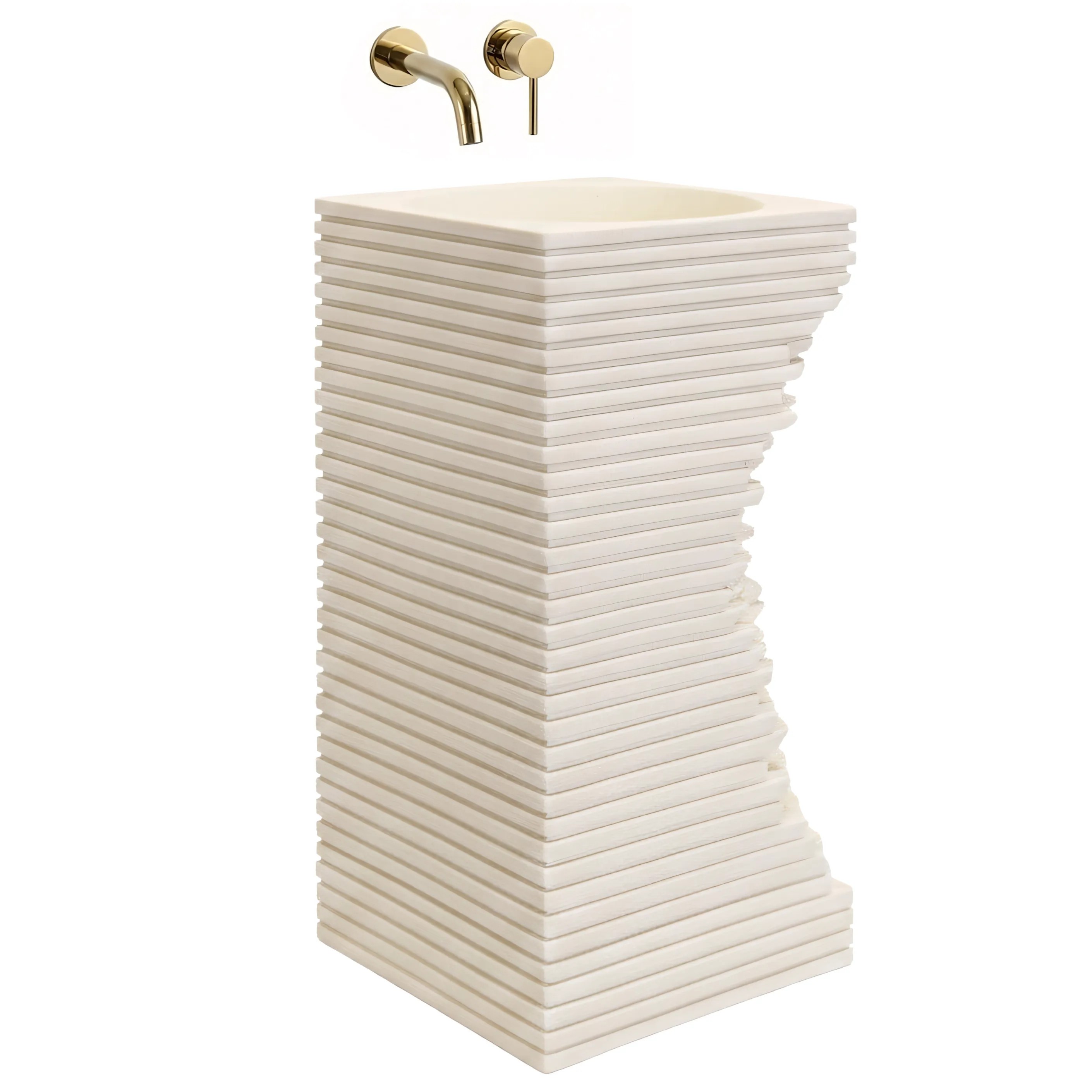 REA Fristående Tvättställ Travena Square Beige/Stenimitation, 40x40x84cm