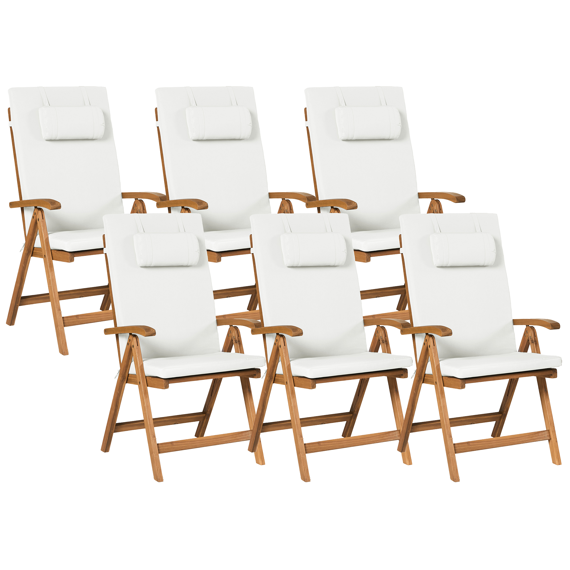 Set med 6 stolar med dynor JAVA PREMIUM Akaciaträ Off-White