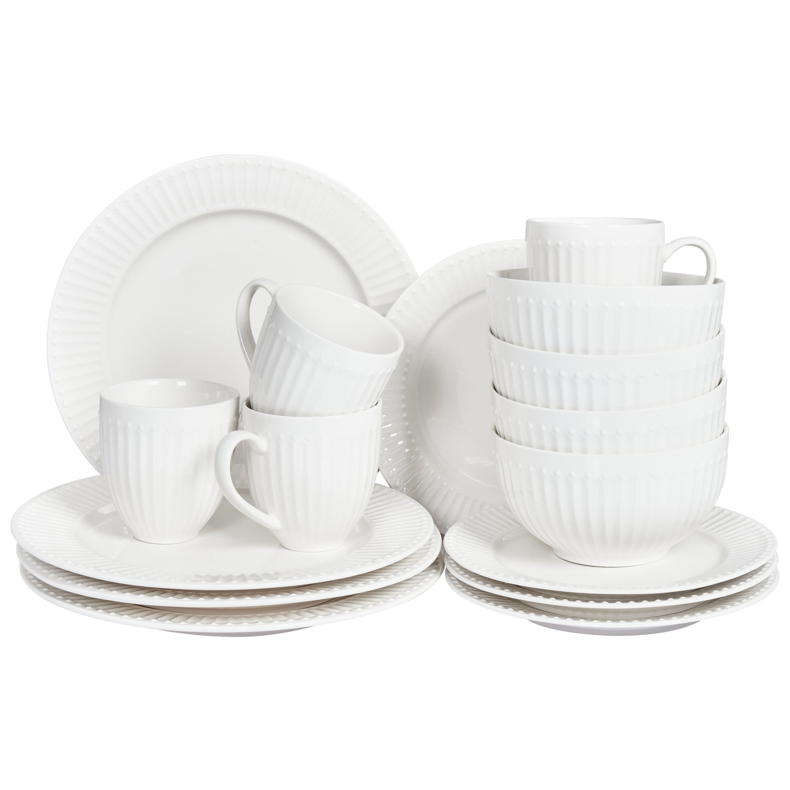 Set med 16 matserviser COWSLIP Porslin Vit