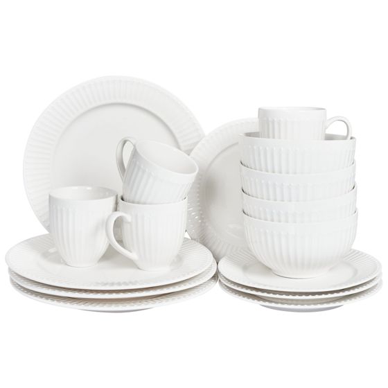 Set med 16 matserviser COWSLIP Porslin Vit
