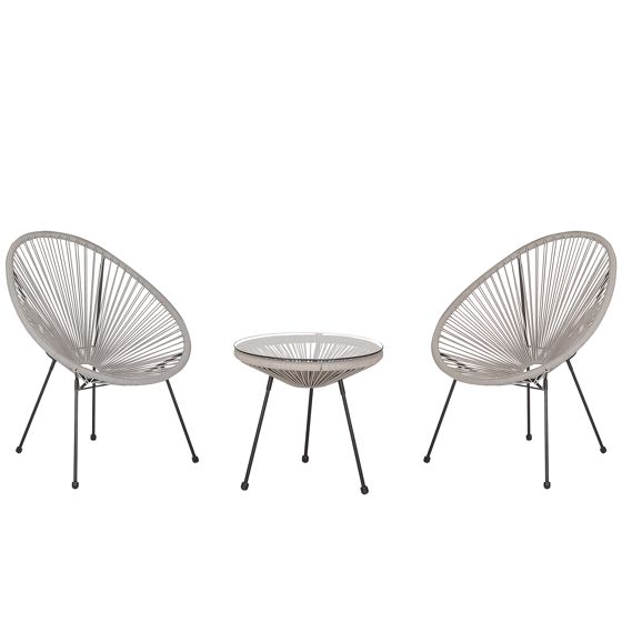 Caféset ACAPULCO II Konstrotting Ljusgrå
