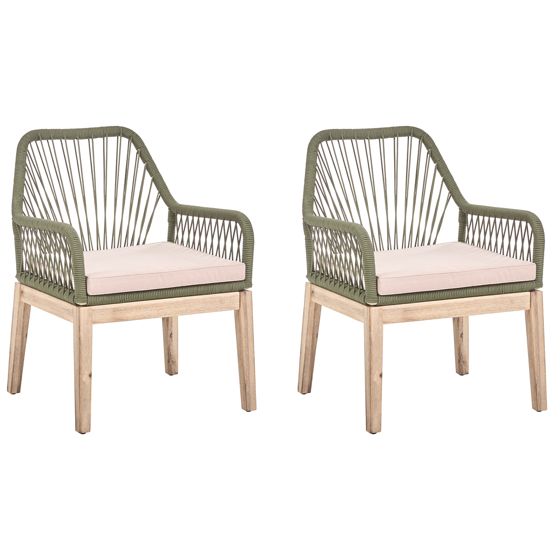 Set med 2 stolar med dynor OLBIA Olivgrön
