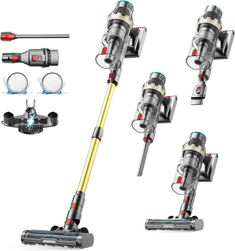 NETTLIFE sladdlös dammsugare 45000Pa effekt, 550W, 60 min drifttid, non-stick borste, borstlös motor, LED-pekskärm