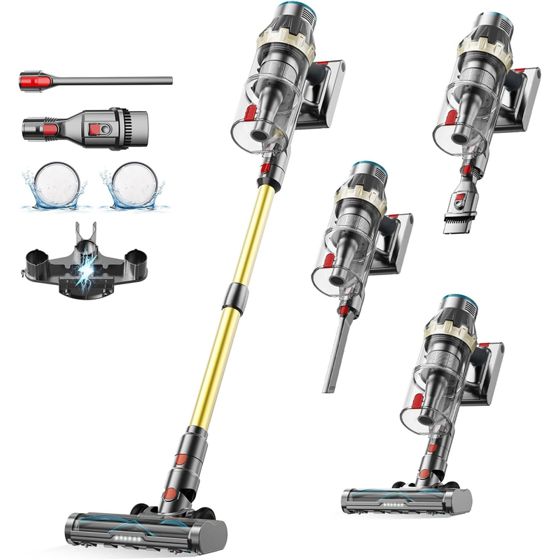 NETTLIFE sladdlös dammsugare 45000Pa effekt, 550W, 60 min drifttid, non-stick borste, borstlös motor, LED-pekskärm