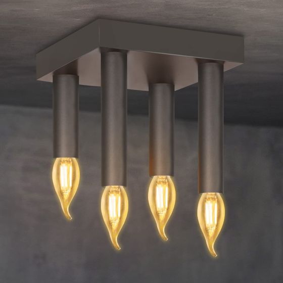 NETTLIFE Vintage - taklampa, E14 industrilampa, grå sovrumslampa, med fyra metallspotlights för vardagsrum, kök