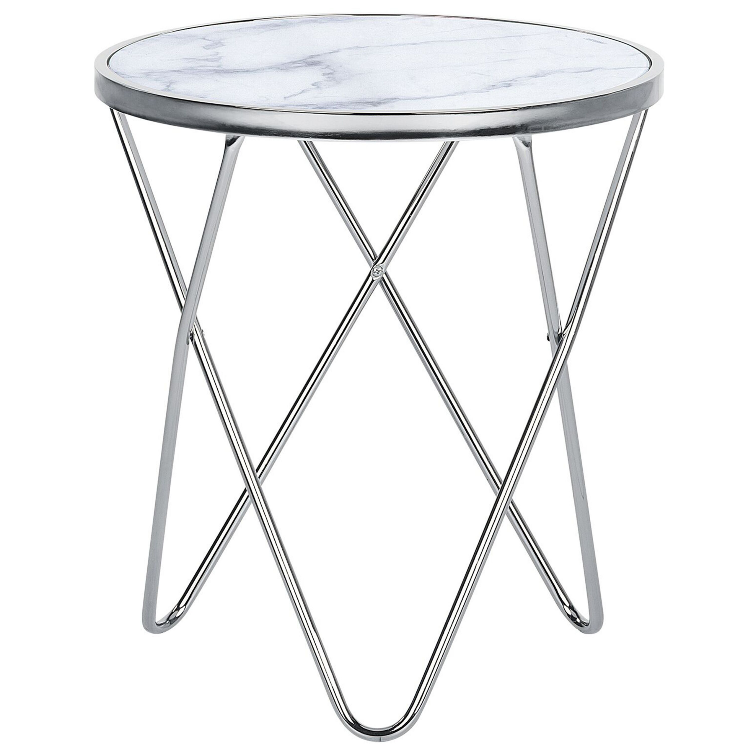 Sidobord MERIDIAN Härdat glas Marmor/ Silver