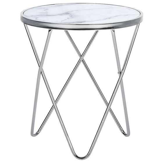 Sidobord MERIDIAN Härdat glas Marmor/ Silver