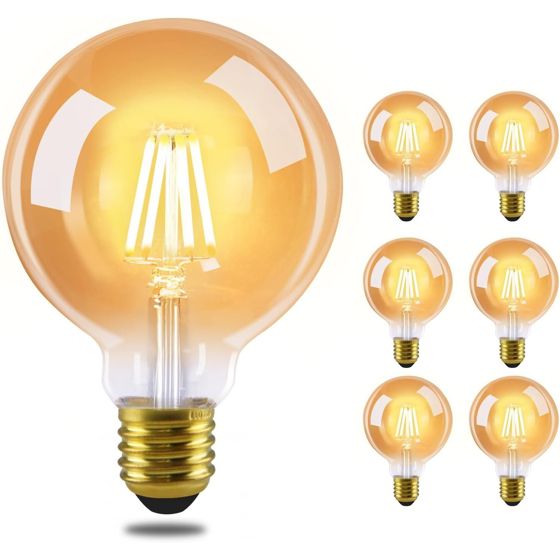 NETTLIFE 6 st E27 LED - vintage - glödlampor - G80 2700K 4W Edison varmvita glödlampor, perfekta för hotell, hem