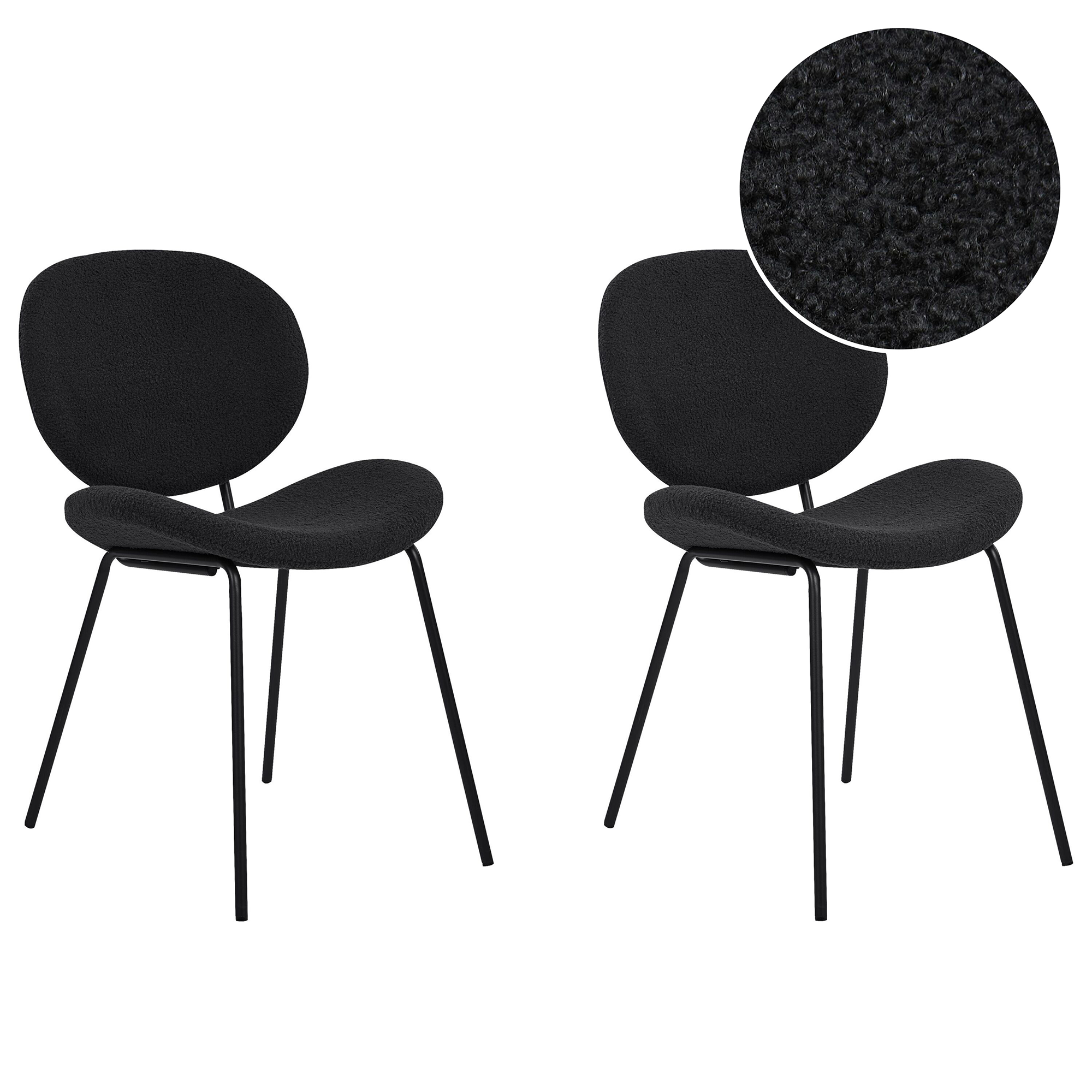 Set med 2 matstolar LUANA Bouclé Svart