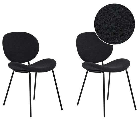 Set med 2 matstolar LUANA Bouclé Svart