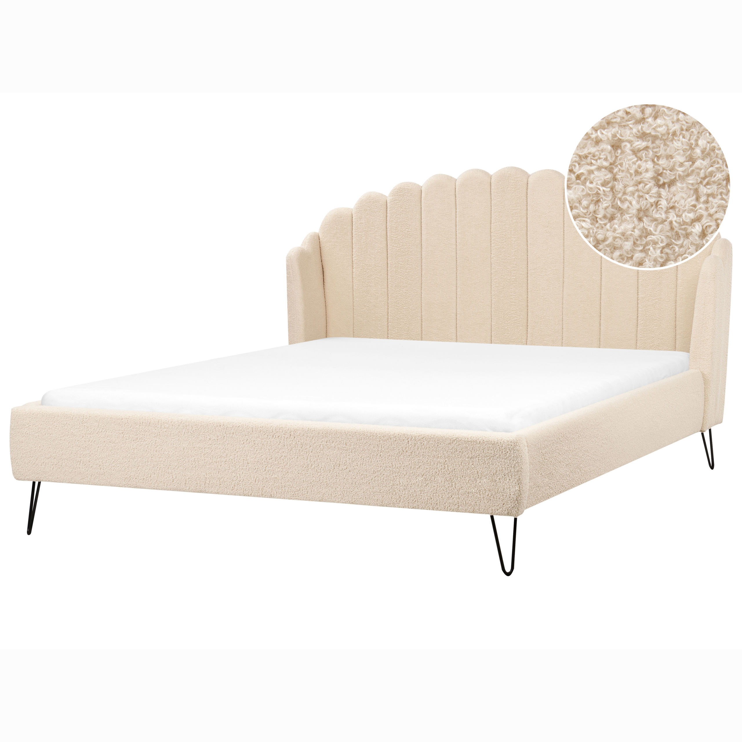 Säng med lamellram Bouclé AMBILLOU 180 x 200 cm Beige