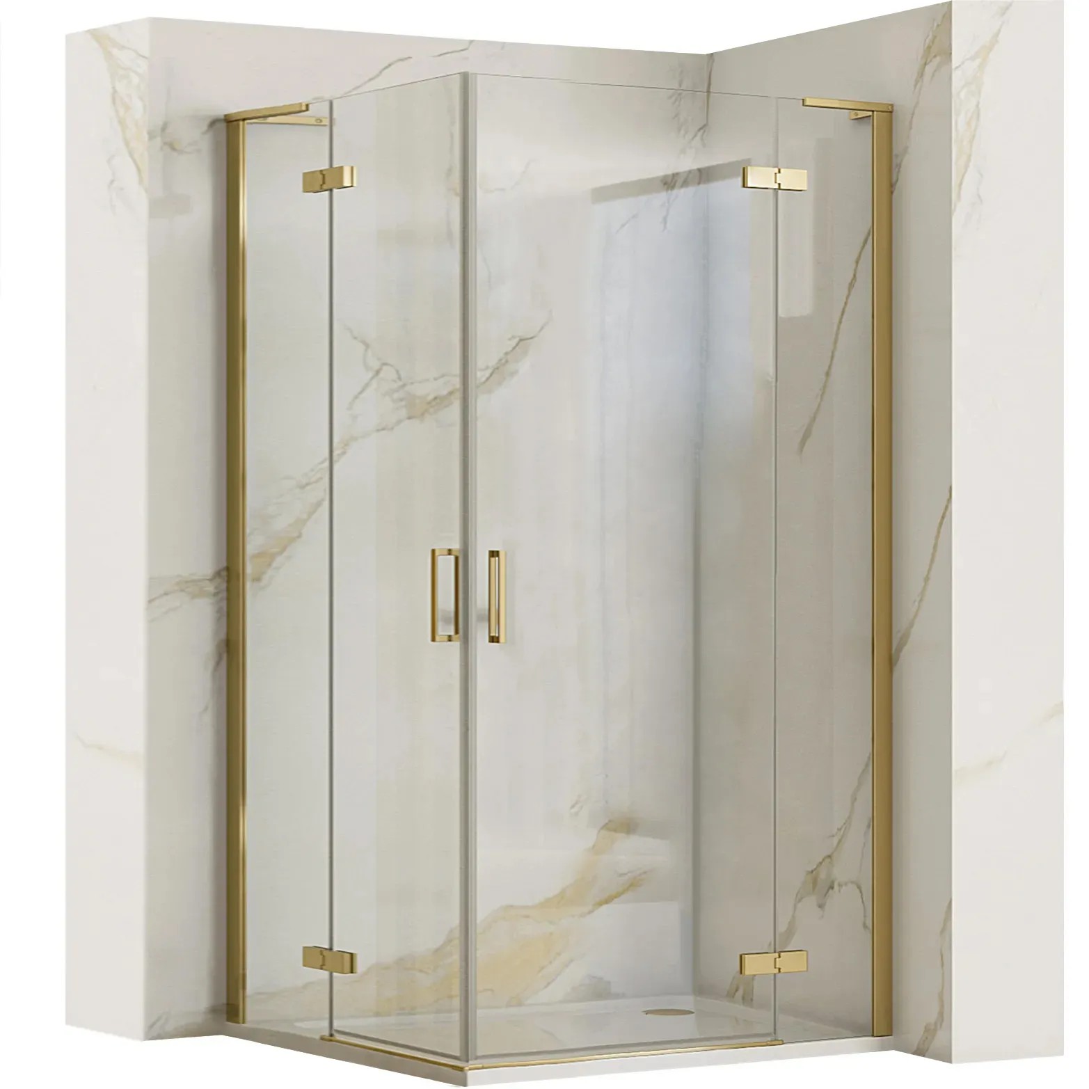 REA Duschkabin HUGO 100x100 Borstat Guld, 98x98x200,5cm