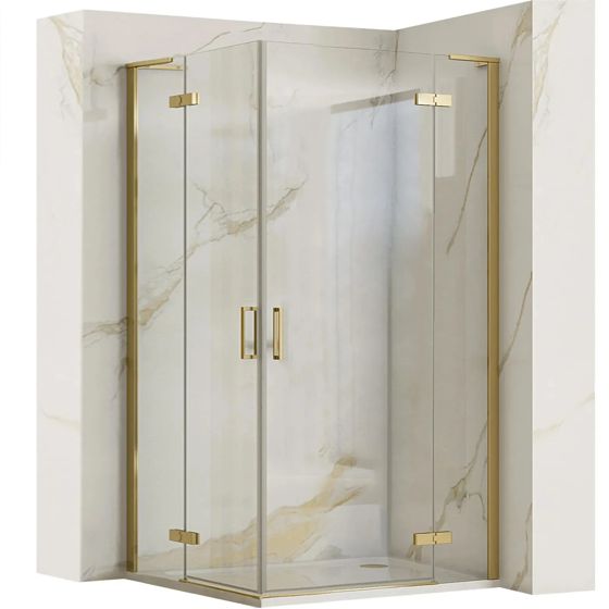 REA Duschkabin HUGO 100x100 Borstat Guld, 98x98x200,5cm