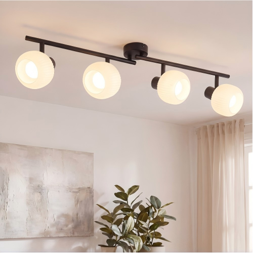 NETTLIFE vit takspotlight E14 taklampa 4 ljuskällor invändig glasskärm justerbar spotlight