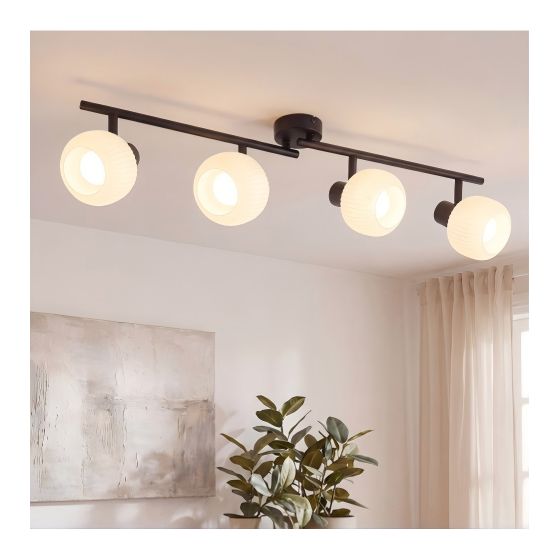 NETTLIFE vit takspotlight E14 taklampa 4 ljuskällor invändig glasskärm justerbar spotlight