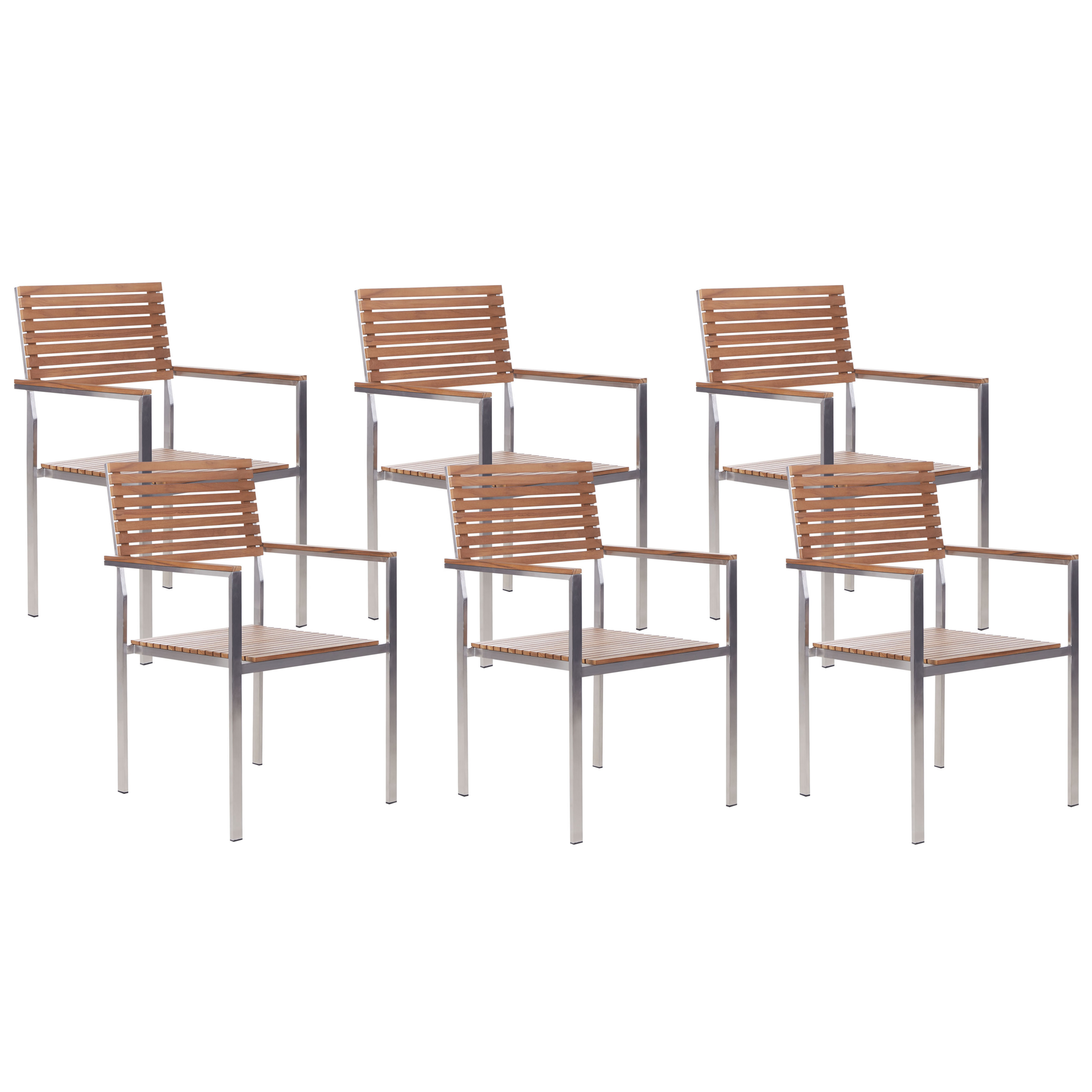 Set med 6 trädgårdsstolar VIAREGGIO Certifierat teakträ Brun