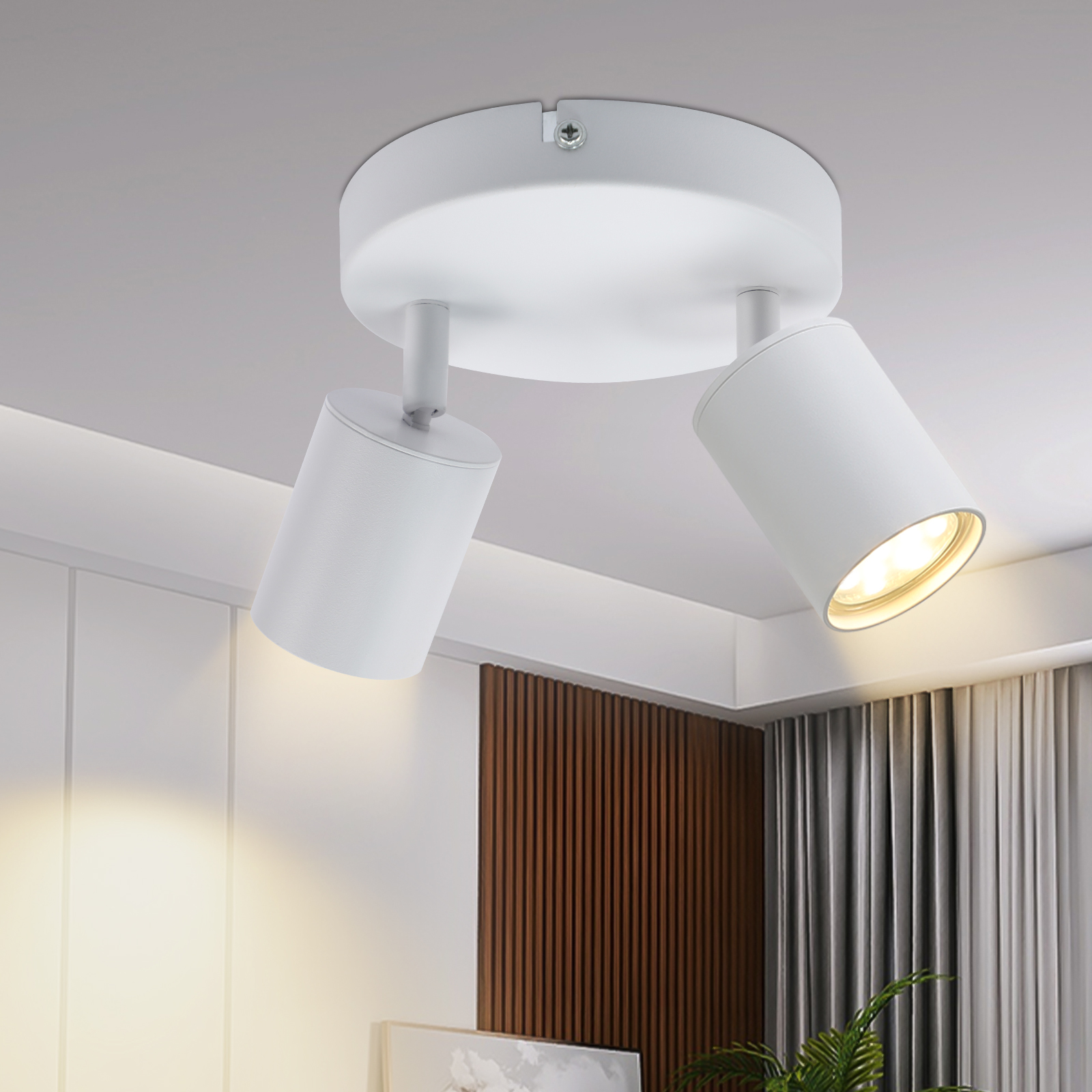 NETTLIFE takspotlight, 2 svarta GU10-lampor, modern justerbar taklampa för vardagsrum