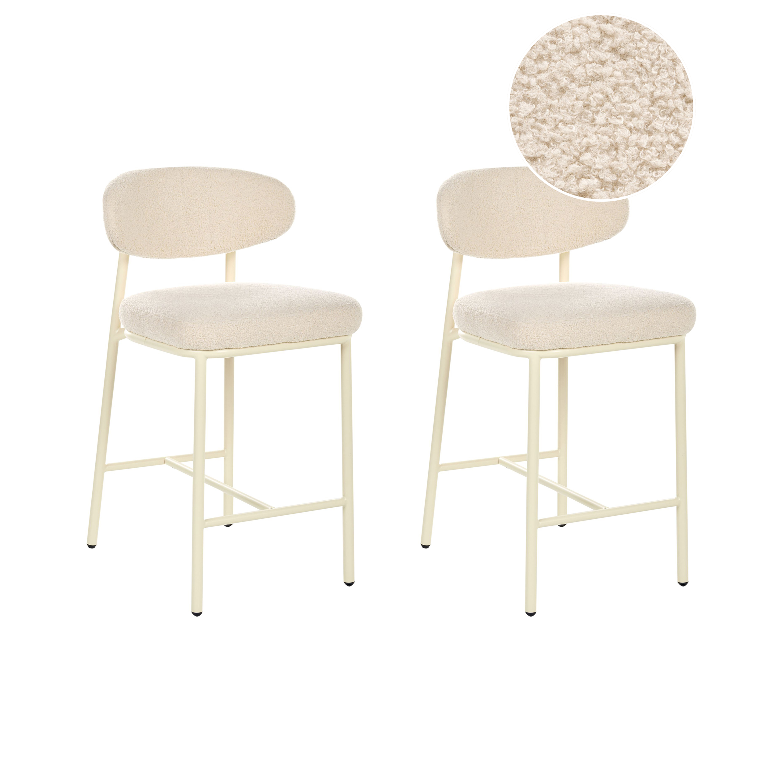 Set med 2 barstolar UNITY Bouclé Ljusbeige