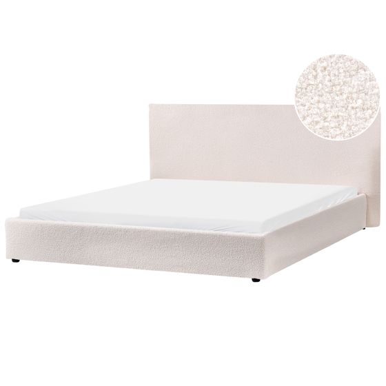 Säng med lamellram Bouclé LAVAUR 180 x 200 cm Off-White