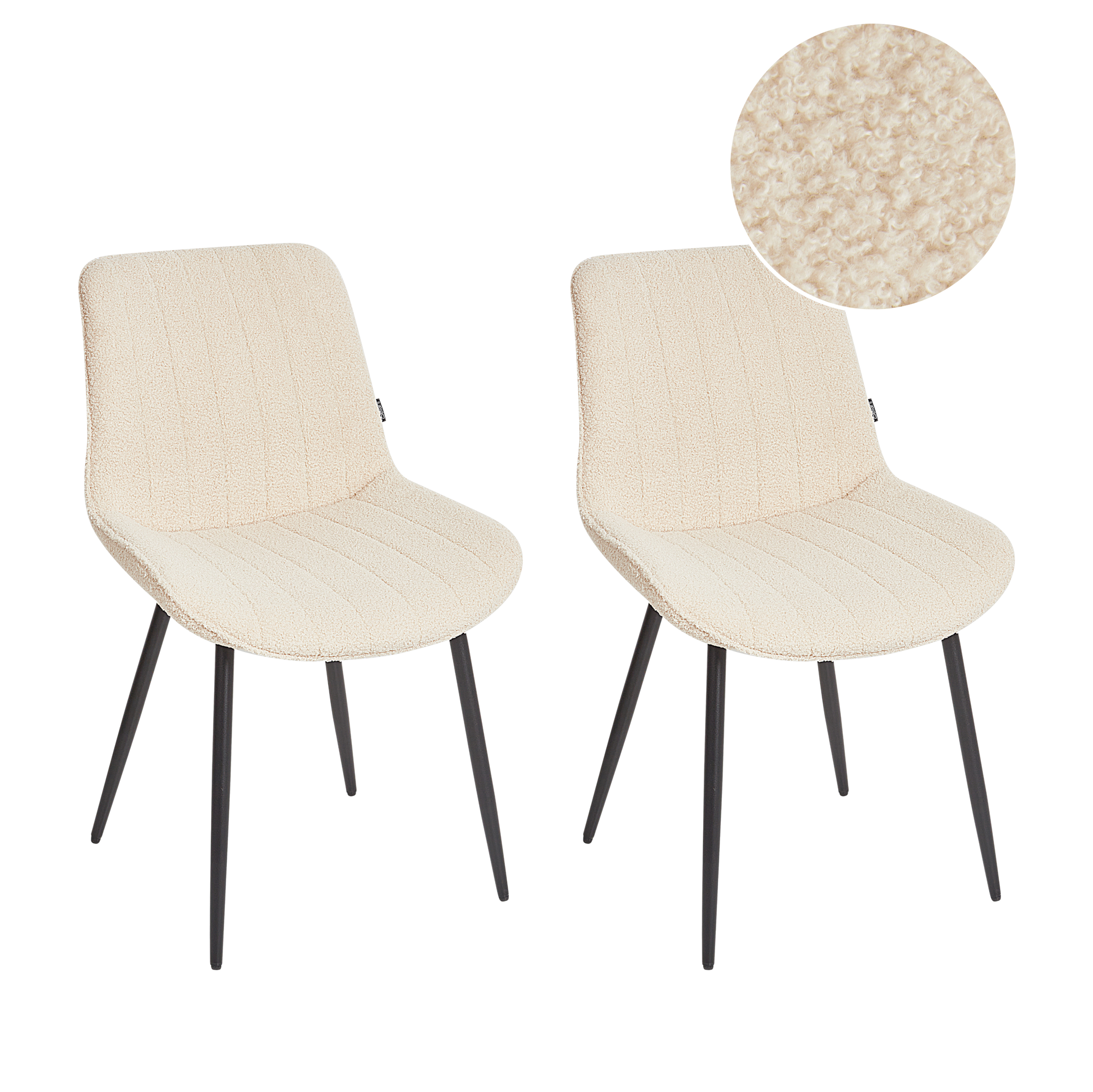 Set med 2 matstolar DUBROVNIK Bouclé Ljusbeige