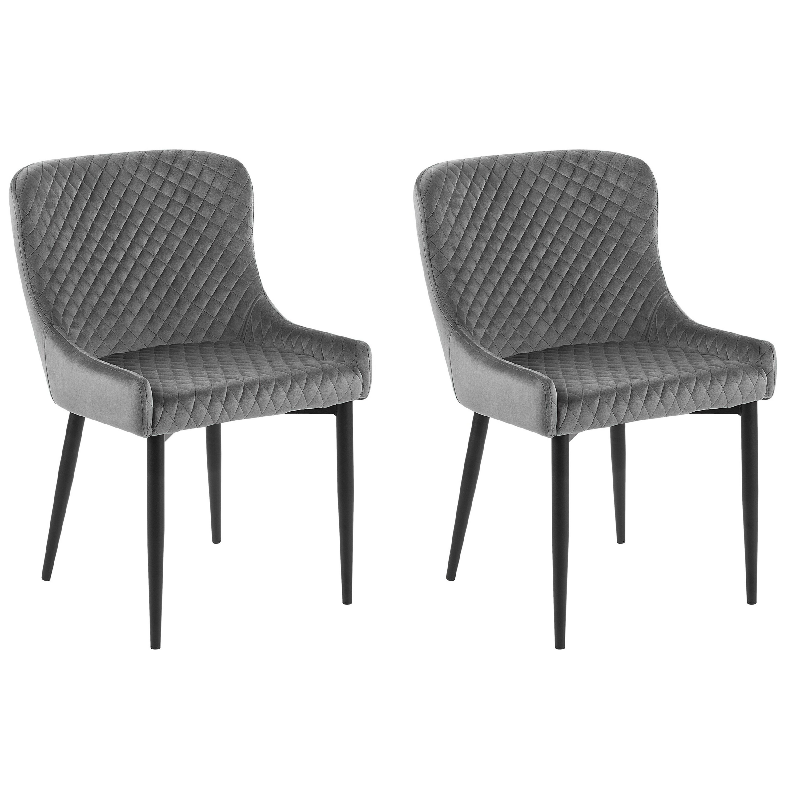 Set med 2 matstolar SOLANO Sammet Grå