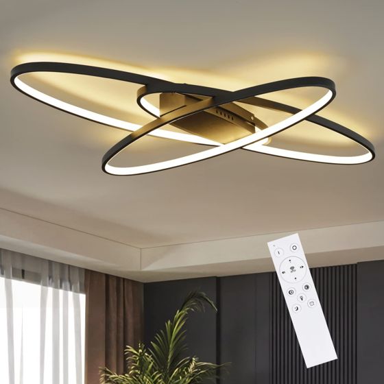 NETTLIFE LED-taklampa för vardagsrum, dimbar, med fjärrkontroll, modern halltaklampa 3000-6500K 75W