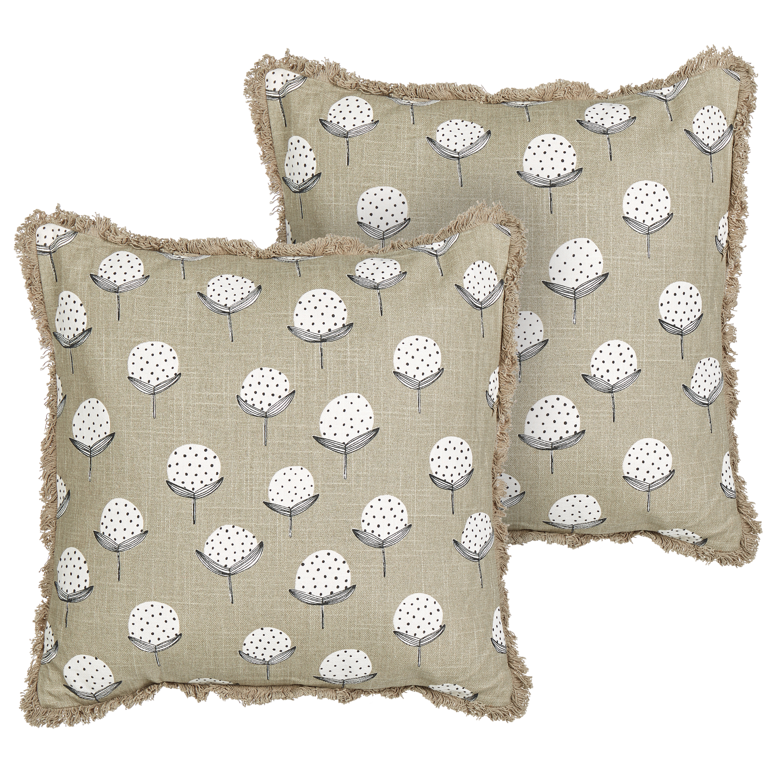 Set med 2 prydnadskuddar PSILOTALES 45 x 45 cm Bomull Beige Blommigt tryck
